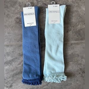 NWT Set Of Two - Little Stocking Co Knee High Socks Size 7-10yr. Blue